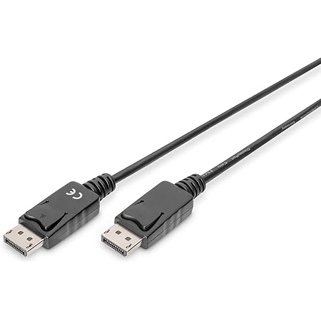 DIGITUS DisplayPort Anschlusskabel, DP St/St, 5.0m, m/Verriegelung, DP, 1.1a konform - Schwarz