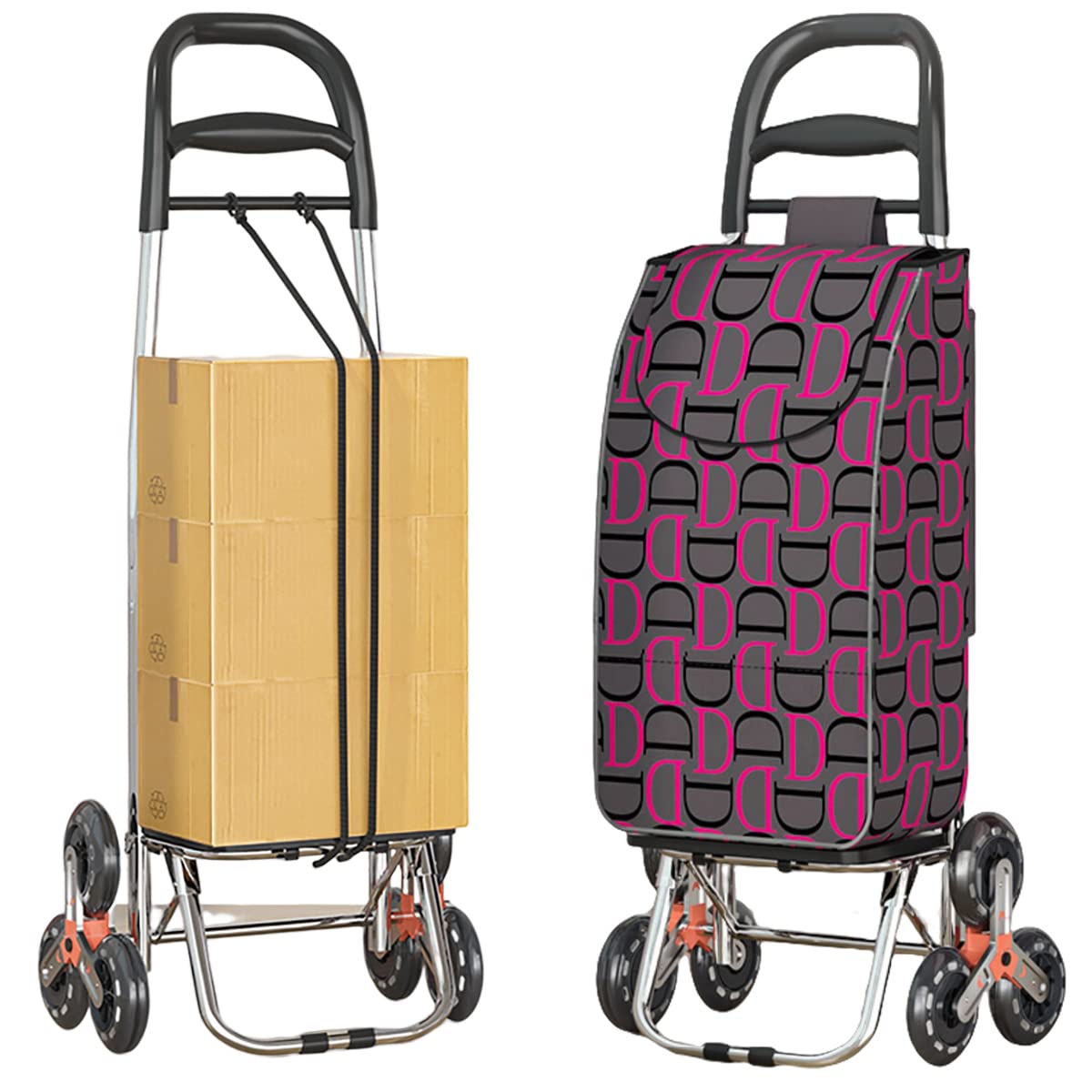 SADOMAIN Carro De La Compra Coche Plegable Carrito Para Compras Con 6 Ruedas Sube Escaleras Con Bolsa Desmontable, 50 L (A