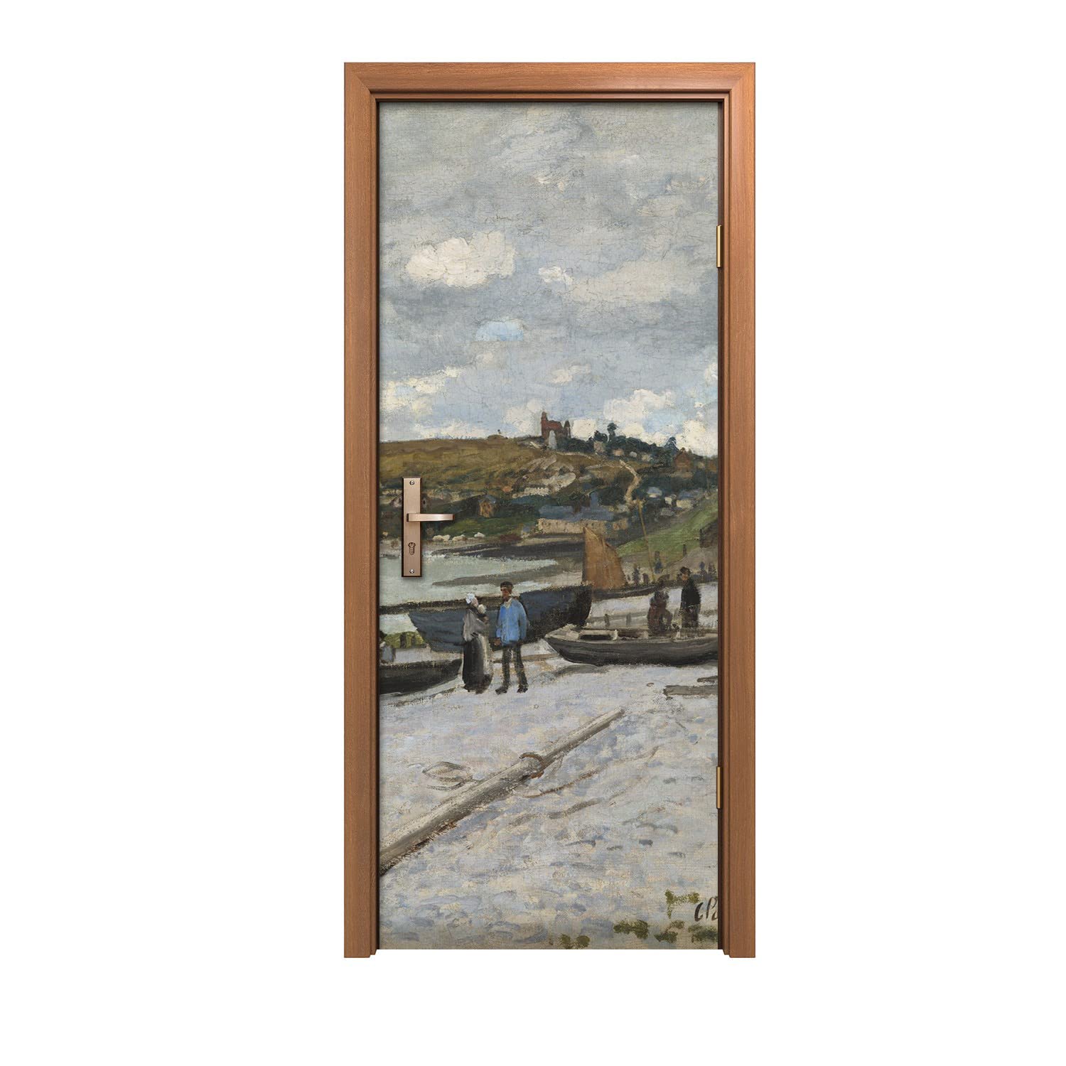 Autocollant de porte 80x200cm Sainte adresse poster de porte trompe l'oeil déco