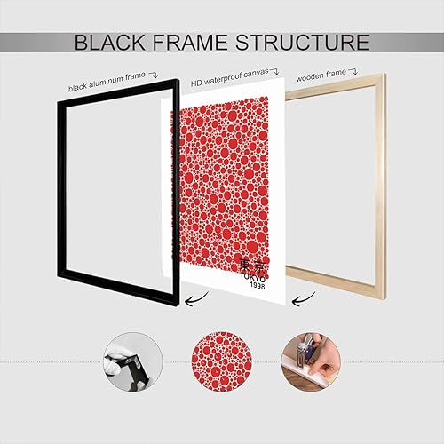 Miniatura 3 de Arte de pared abstracto vintage Yayoi de Tokio 1998 clásico japonés de Tokio 1998, pósteres de lienzo rojo funky boho galería, pintura para sala de