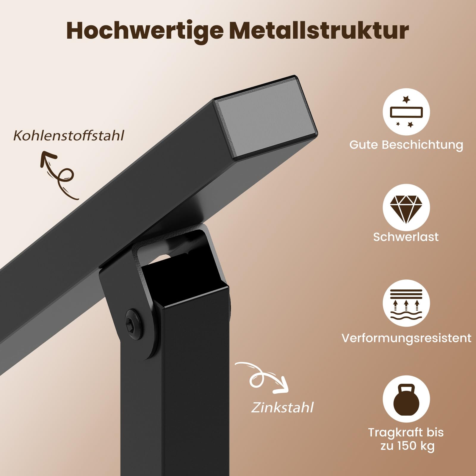 COSTWAY Handlauf Treppengeländer Seitliche Montage flexibler Winkelverstellung 104 cm