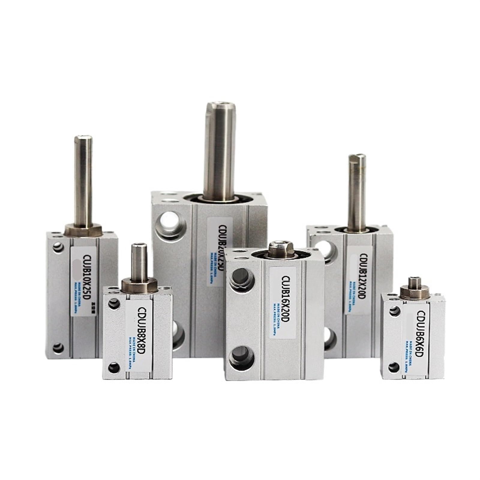 CDUJB Cilindro neumático de aire de doble efecto, mini cilindro de montaje libre, tipo 4 mm, 6 mm, 8 mm, 10 mm de diámetro interior con extremo de varilla roscado hembra, 1 pieza(4mm Stroke,CDUJB 8mm