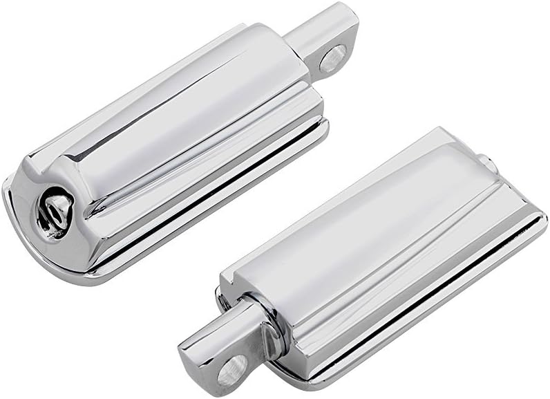 Set Footpeg 1.25" Long Angled Highway Peg Mount and 2pcs Black Silver Spun Blade Spinning Front Axle Nut Cover Compatible with Harley 32mm Engine Guard