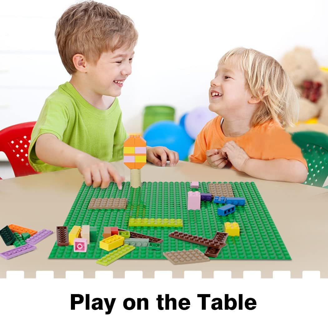 8 Pack Peel-and-Stick Building Baseplates, 10”x10” Classic Building Boards - 100% Compatible with All Major Brands of Toy Building Sets, Sturdy Stacking Play Table Top, Blue/Green - Image 5