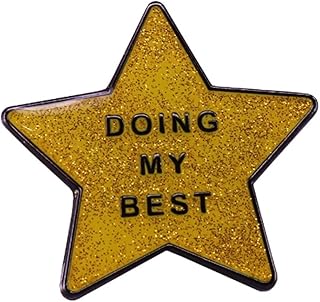 Gold Star Enamel Pin Doing My Best Gold Glitter Star Enamel Brooch Pin Metal Badges Lapel Pin Brooches Jackets Jeans Fashion Jewelry Accessories