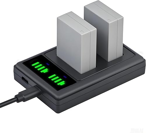 Pickle Power Batería NB-10L Paquete de 2 y cargador dual LED para cámara digital Canon PowerShot G15, G16, G1X, G3X, SX40 HS, SX40HS, SX50 HS, SX60