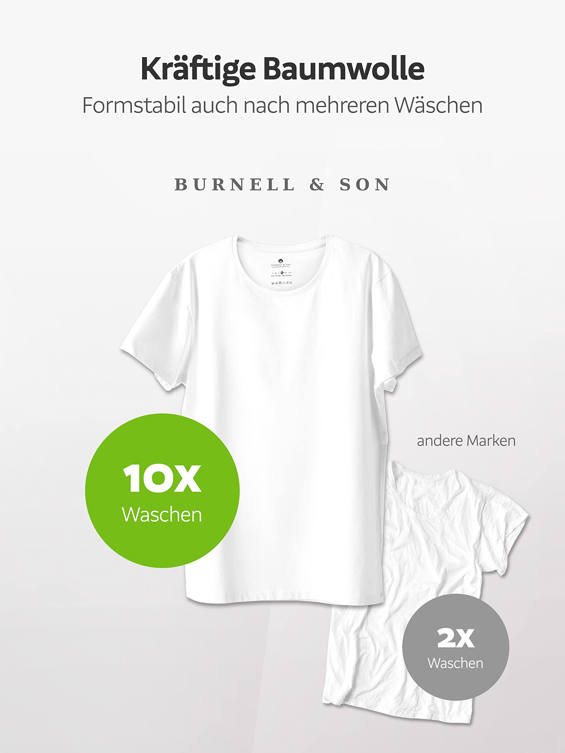 Burnell & Son Lot de 3 t-shirts à col rond pour homme - Stretch - Manches courtes - En coton basique - Coupe ajustée