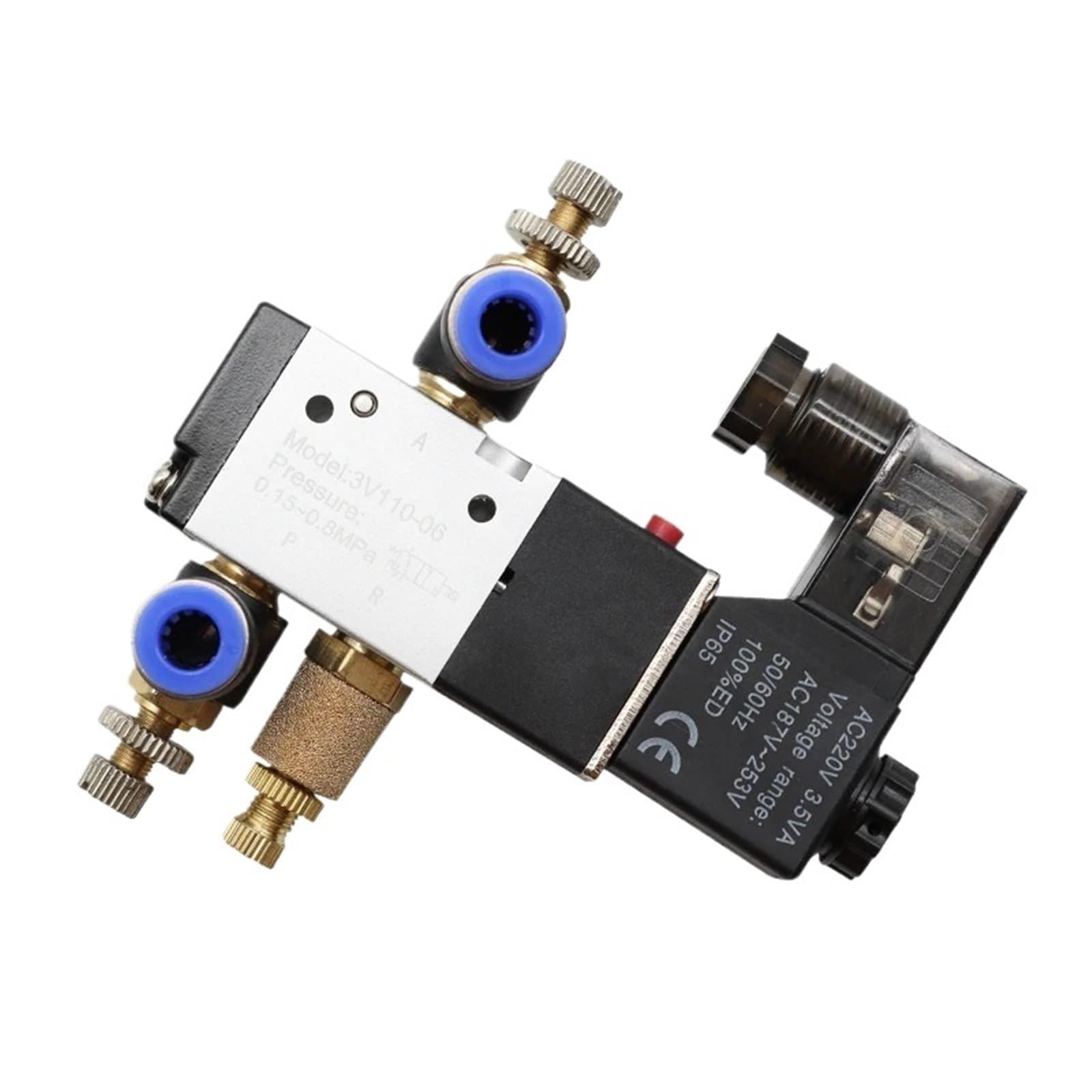 Électrovanne 3V110-06 DC24V avec distributeur pneumatique 3/2 voies et raccord de gaz 1/8
