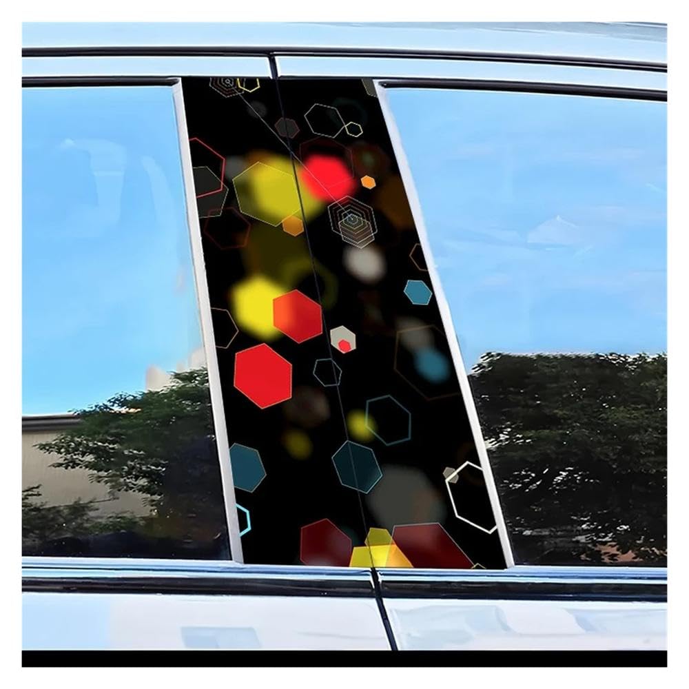 Car Parts 2pcs Car B-Pillar Sticker Hexagon Pattern Scratch Resistant Film