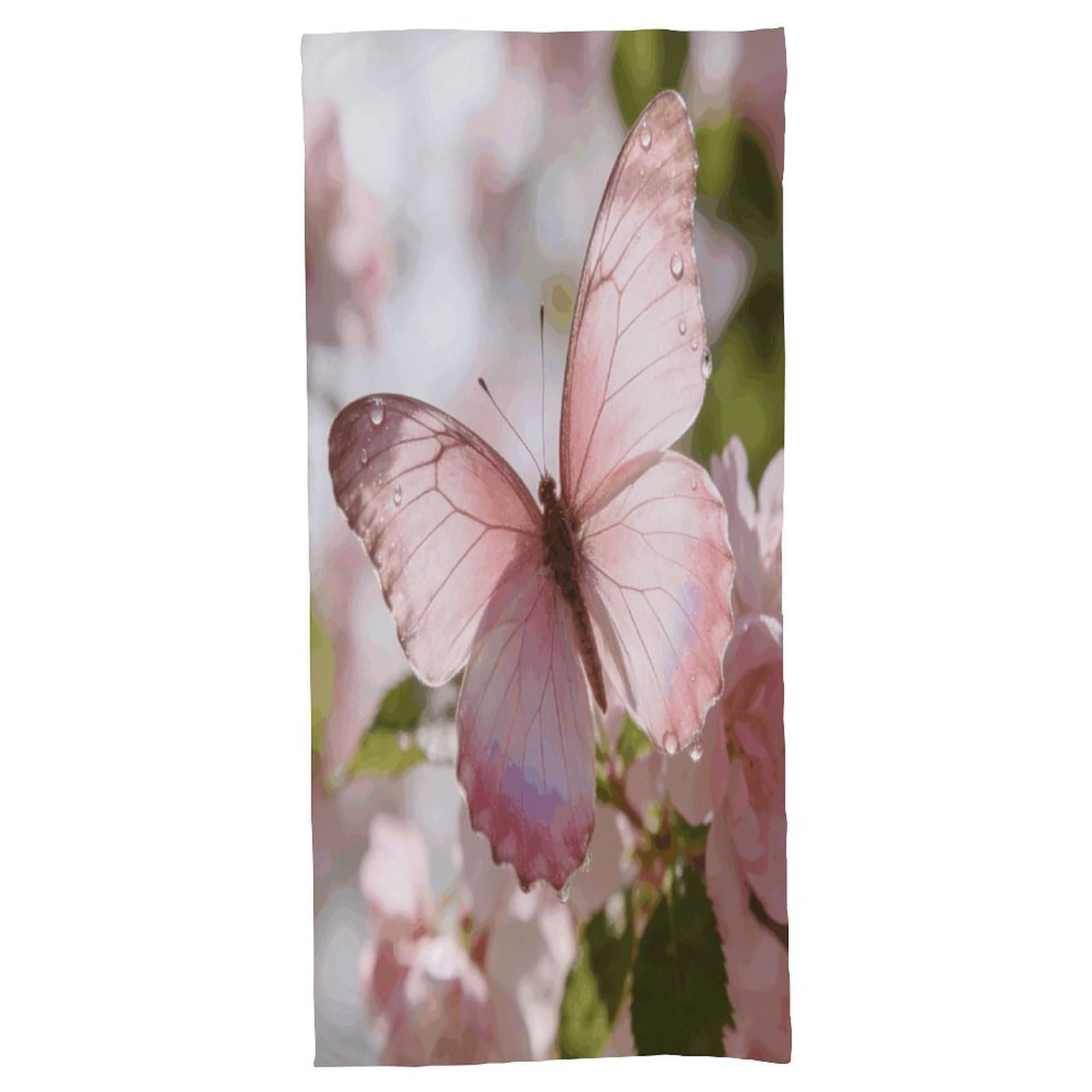 Fodpand Style Butterfly-Pink Bath Towel, Highly Absorbent & Quick Drying Beach Towel, Compact & Lightweight Pool Towel For Bathroom, Beach, Pool, Gym, Spa, And Hotel Use