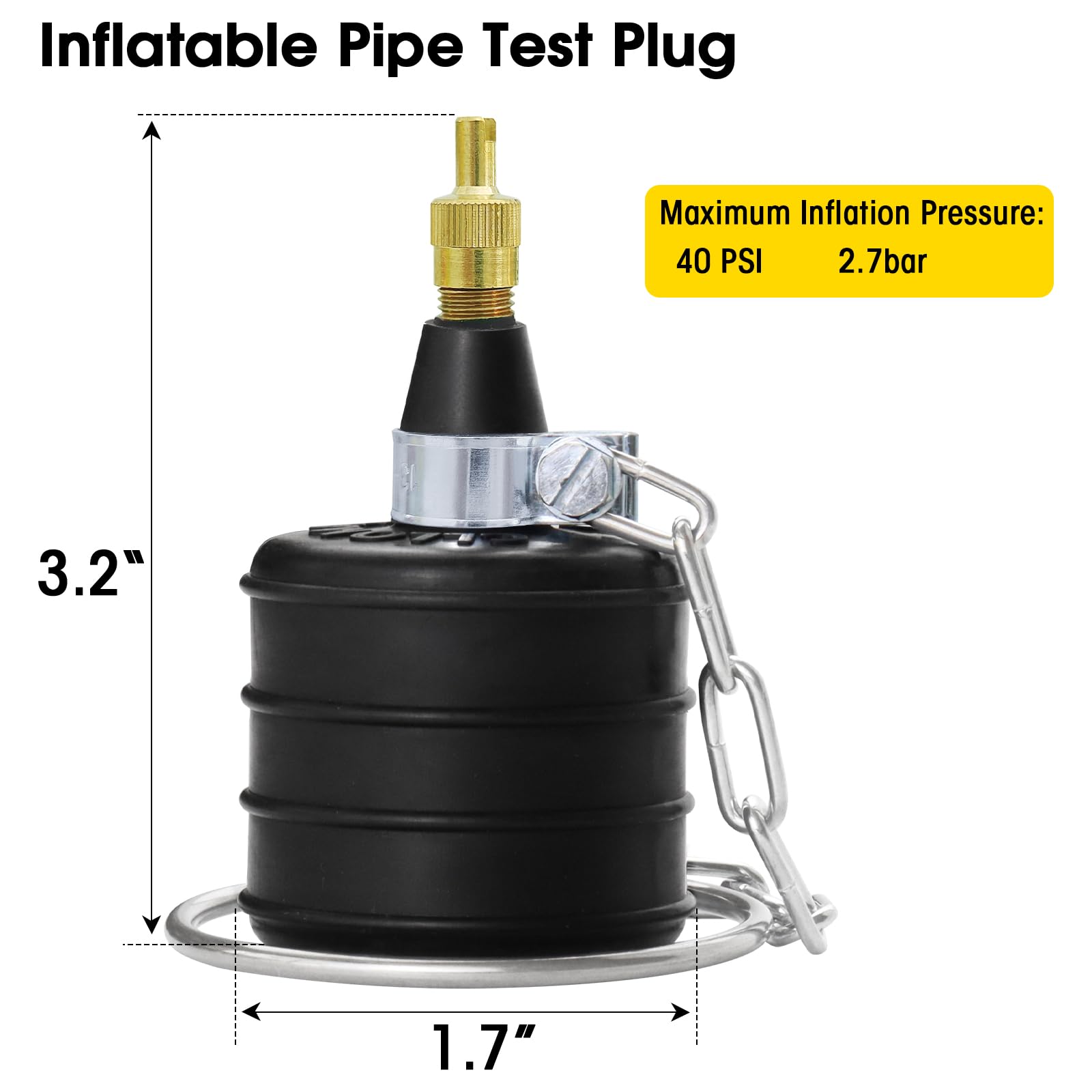 Bouchon Gonflable En Caoutchouc Pour Tuyauterie - Test De Fuites DN100mm/DN110mm, Outil Plomberie
