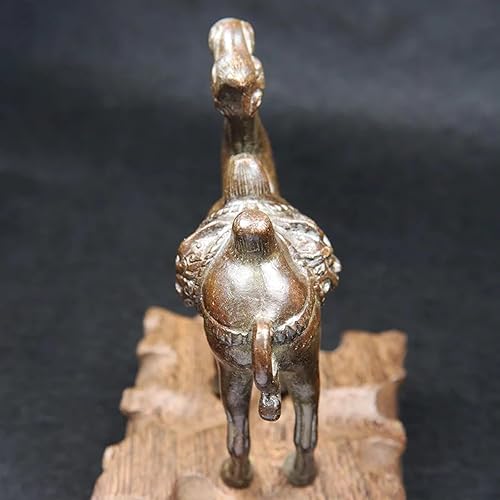 Miniatura 4 de Decoración para el hogar de latón, 3.9 x 1.8 in, cobre antiguo, estatua de camello bactriano, ornamento de escritorio, figura de animales de ruta de