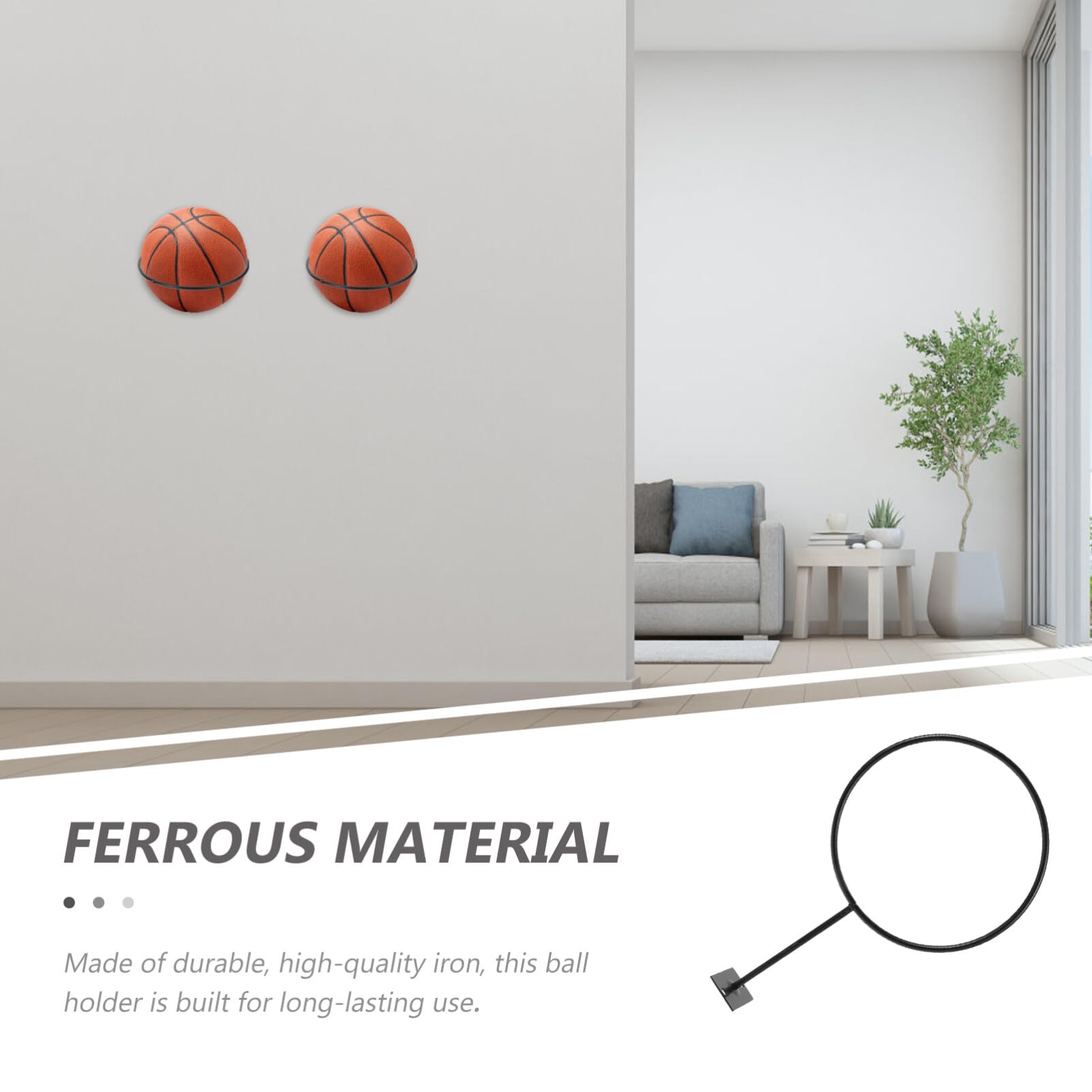 Lot de 6 supports muraux pour balles de basket-ball, volley-ball