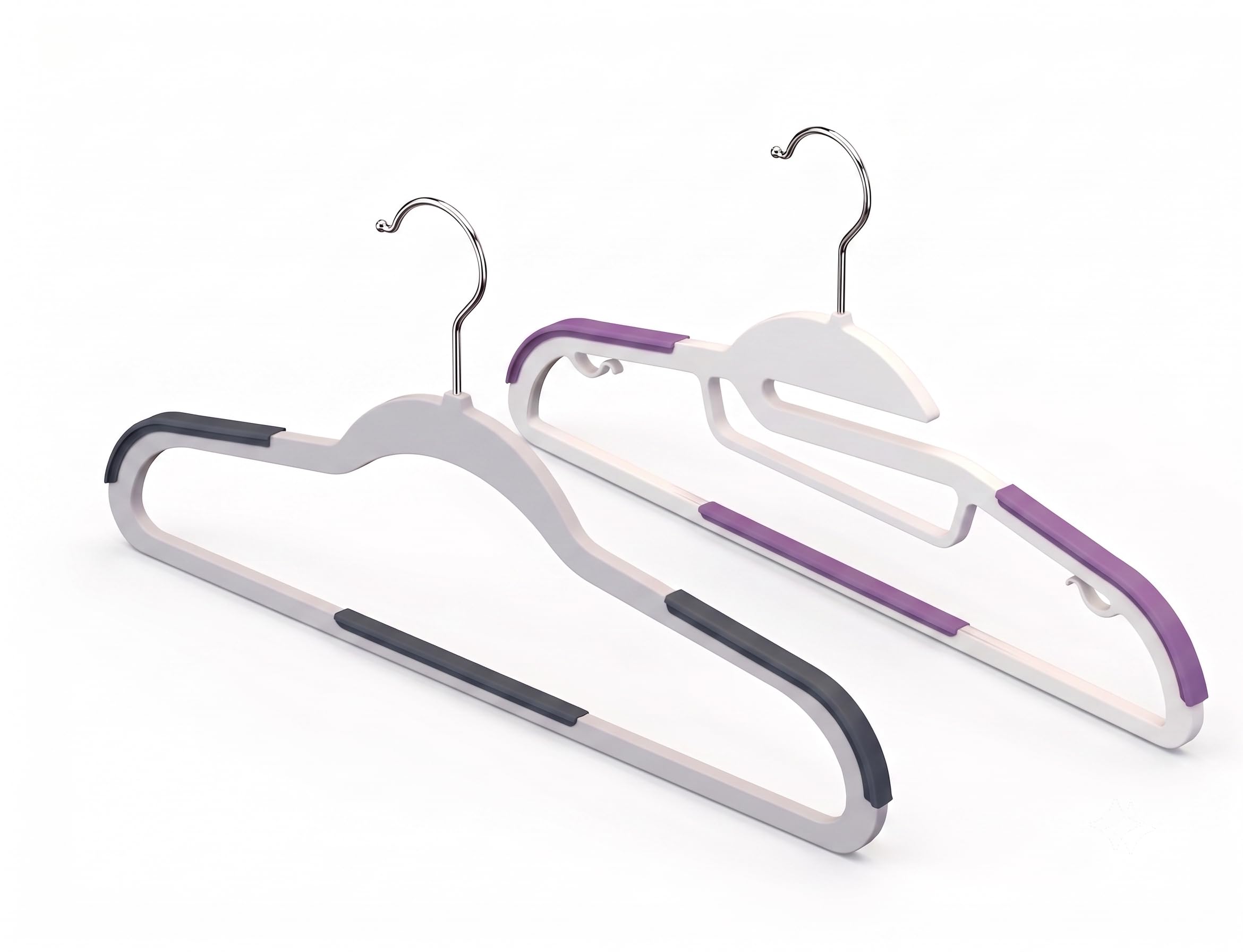 Perchas de Plástico Antideslizantes 45 cm Pack 120 COM-FORT HOUSE | Gancho giratorio 360°, Superficie antideslizante, Alta resistencia, Ahorra espacio