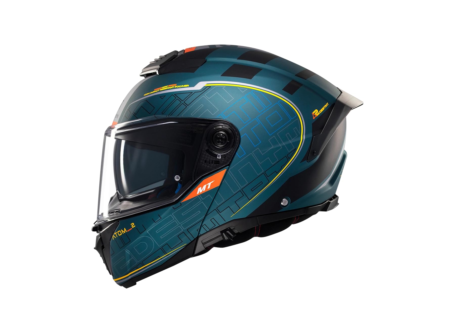 MT Helmets Atom 2 SV, Casco moto Modular Flip-Up, Visor Solar Retráctil, Interior Lavable, Preparado Intercomunicador UCS, Bloqueo frontal, Visor con posición Ventilación, Homologado ECE 22.06 & DOT
