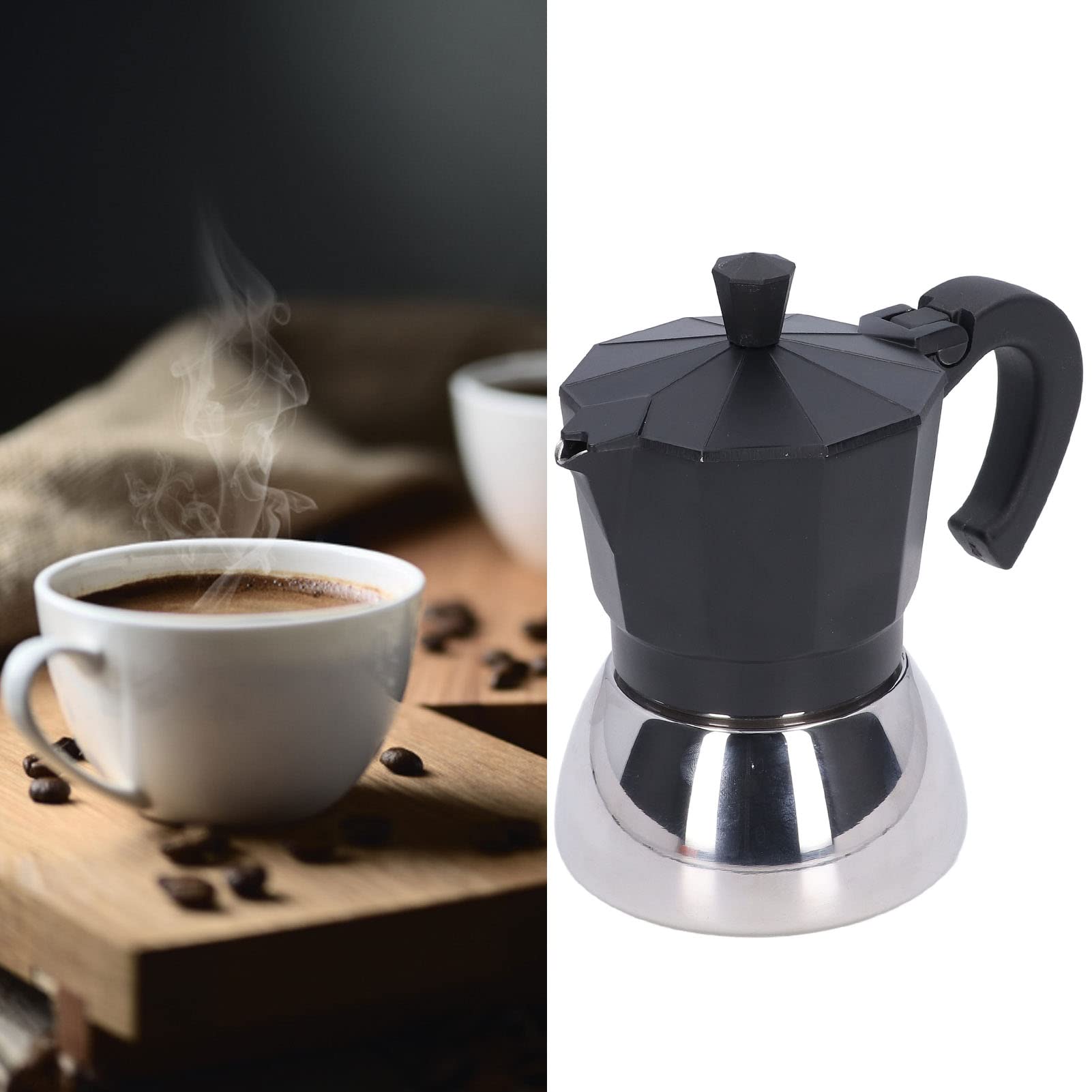 Caffettiera Funzionamento Facile della caffettiera a Mano Ampiamente Usato in Alluminio Acciaio Inossidabile Dimensioni compatte(200ML)