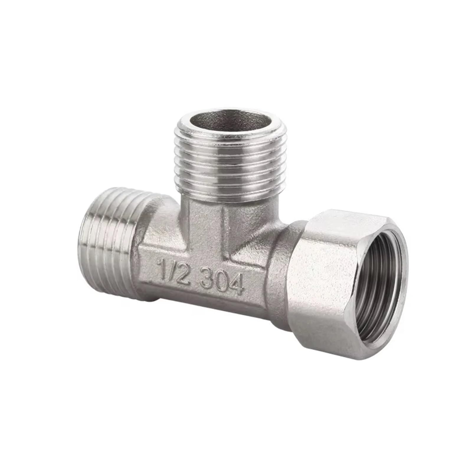 Hose Splitter Toilet Diverter Valve Stainless Steel Adapter G1/2" T-Valve for Bath Bidet Sprayer Shower Fitting 4 Points Three-Way for Bathroom(Silver 2)