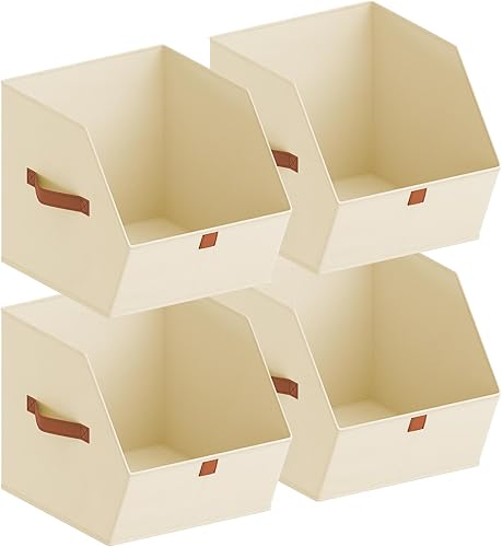 Miniatura 23 de Cestas de almacenamiento de tela para armario - Juego de 6 contenedores cuadrados con asas duales para ropa, toallas, juguetes, organizadores de
