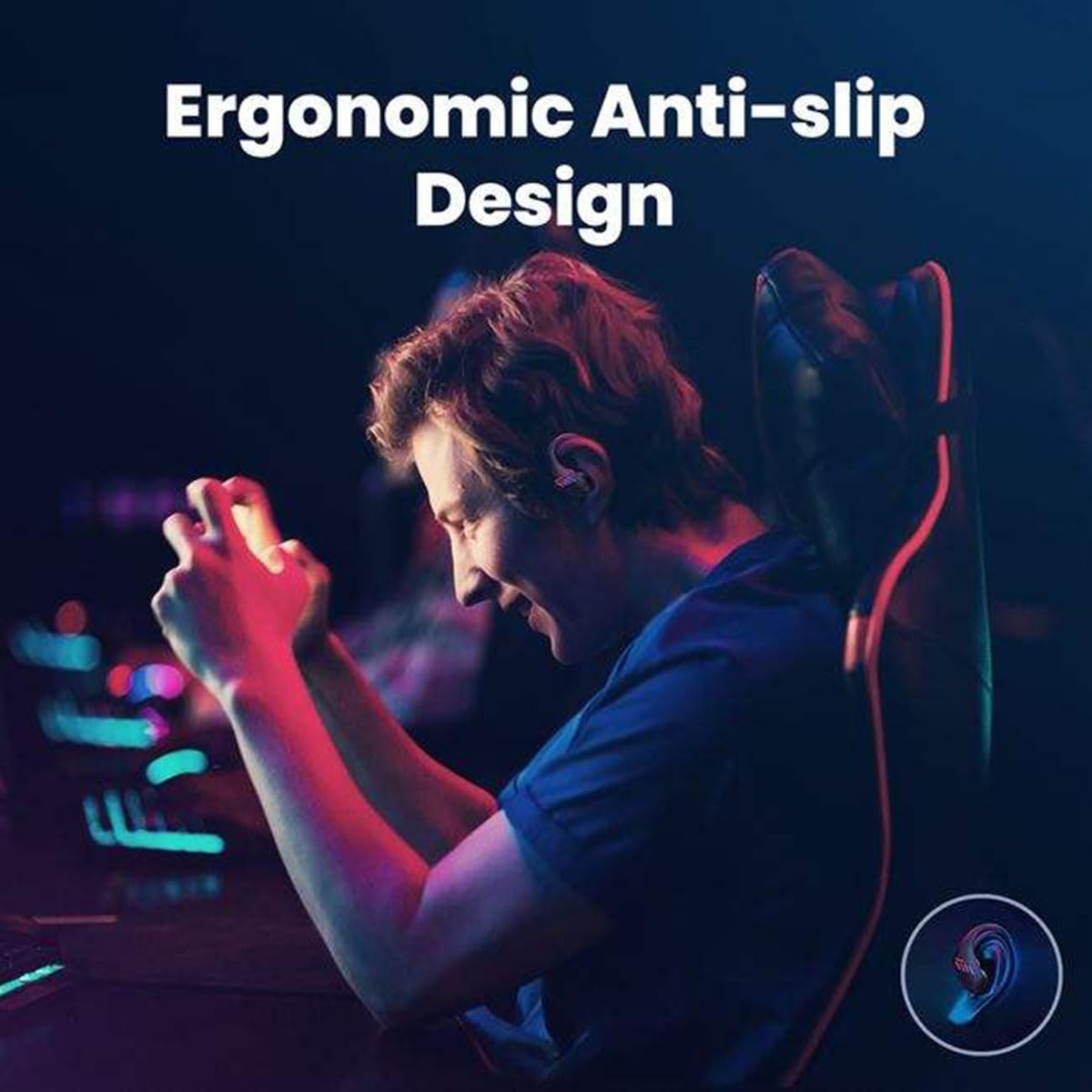 Bluetooth Headphones Wireless Earbuds in Ear Buds,Sports Earphones Deep Bass with Dual LED Power Display Earhooks Headset,Light-Weight Earbud with Mic for Phone Laptop PC TV Running Workout