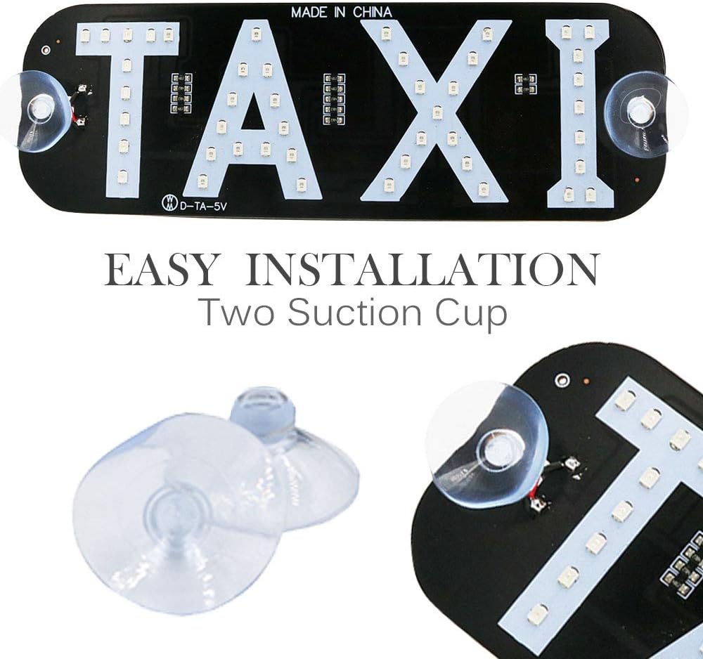 YSY 10pcs New Model Taxi with USB Led Car Windscreen Cab Indicator Lamp Sign Blue LED Windshield Taxi Light Lamp 5V (Blue)