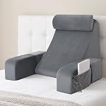 ENITYA Reading Pillow for Sitting in Bed Adult, Back Pillow for Bed Sitting up, Backrest Cushion, Lounging/Reading/Gaming/Resting/Watching TV, Bedrest, Couch or Floor, Medium 19"(Grey) | Back Pillow for Bed Sitting Up/Watching TV/Nursing/Recovery/Gam