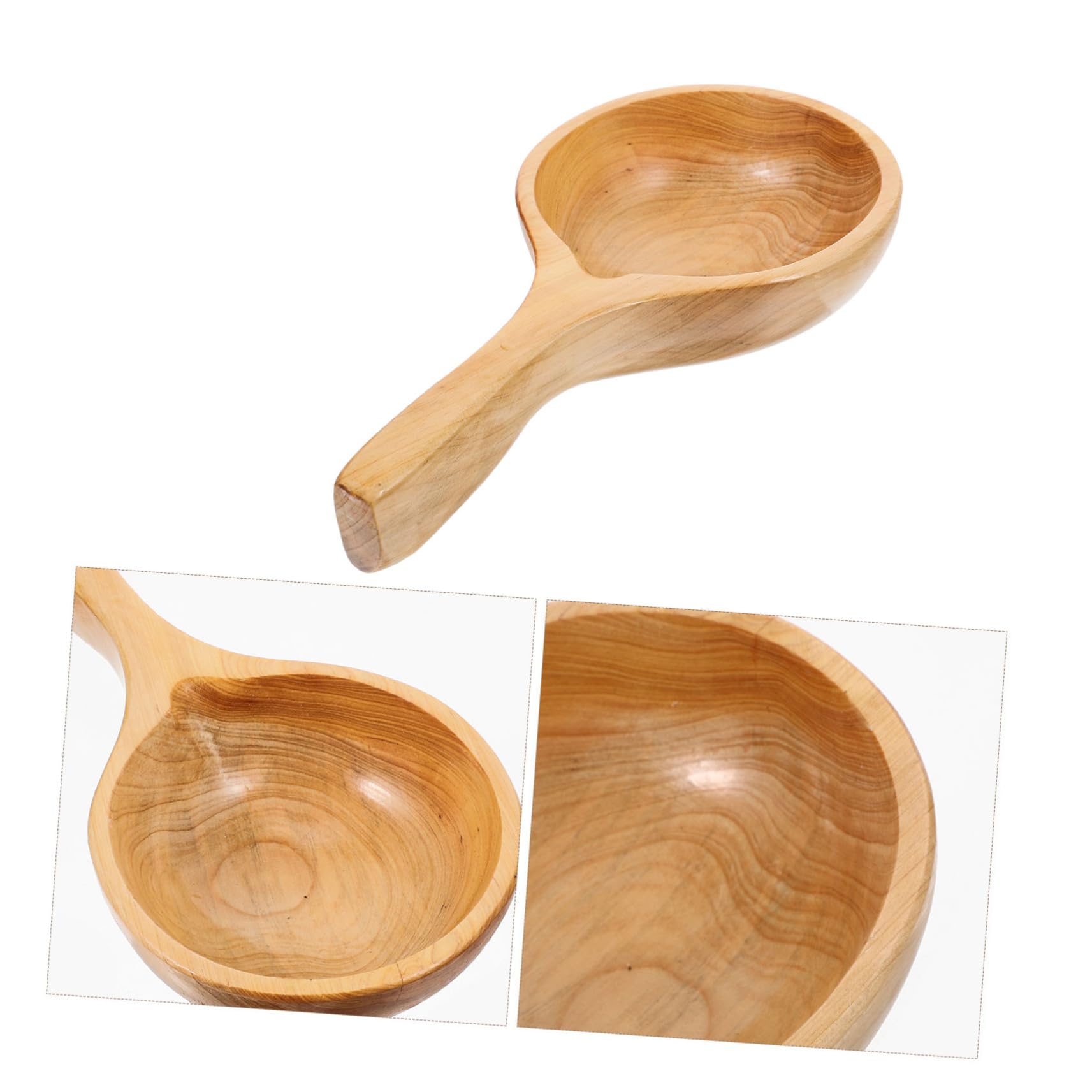 Cucharón de Baño de Madera Color Caqui Diseño Ergonómico