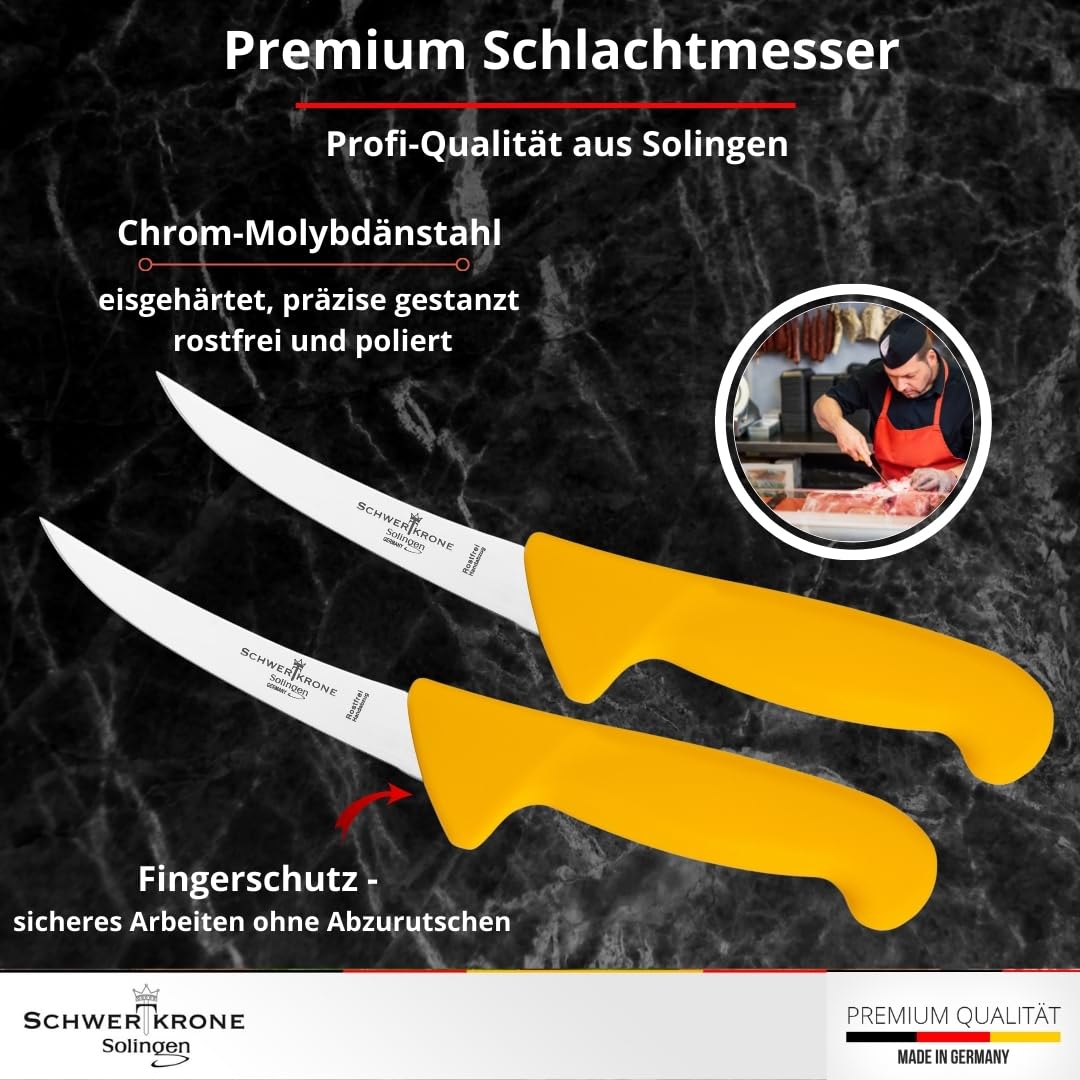 Cuchillo de carnicero Schwertkrone Solingen Alemania Set 2 piezas Cuchillo deshuesador