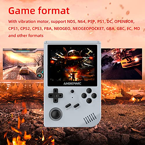 RG351V Grey Handheld Game Retro Console, 3.5 inch IPS Screen Portable Game Console with 64G TF Card Preinstalled with 5000+ Classic Game Gameboy Handheld
