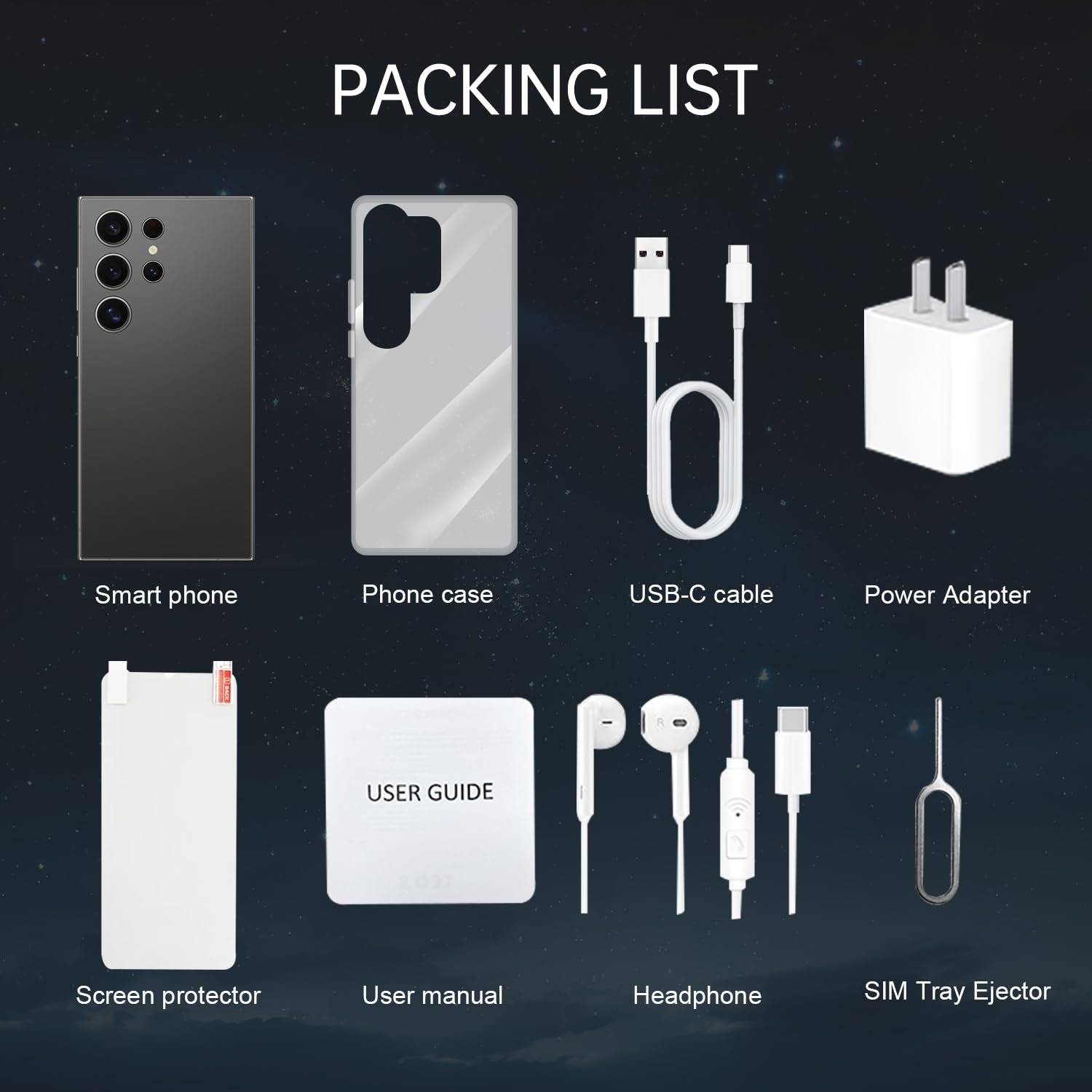 C24 Ultra Unlocked Cell Phones Smartphone Android 13 Phones 8+256GB/6.8" HD Screen/Dual SIM/108MP+48MP Camera/6800 mAh/Built-in Pen (Black)