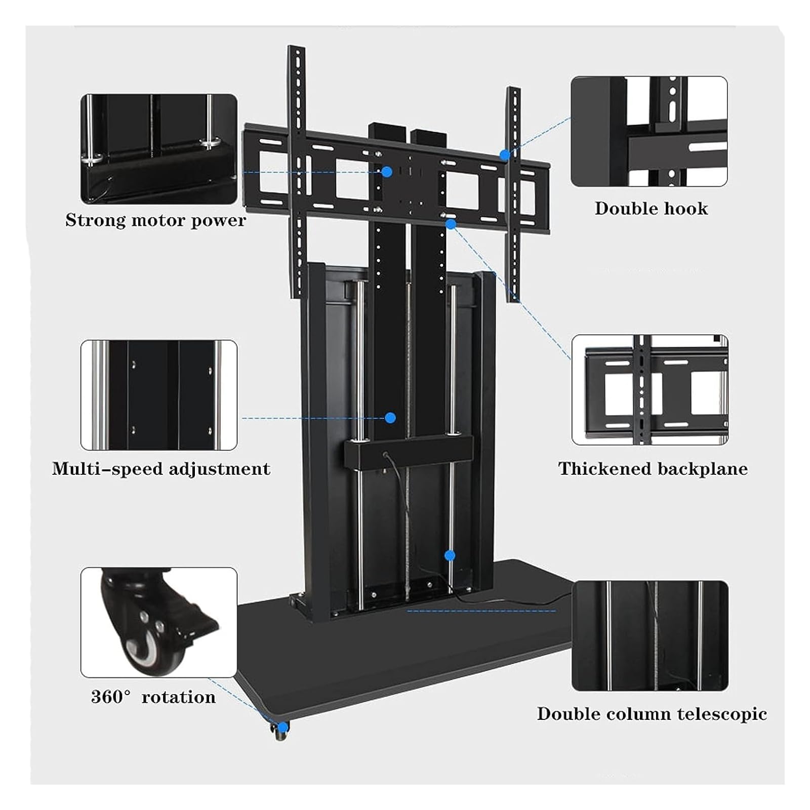 Supporto TV Mobile su Ruote, Carrello TV Mobile, Supporto per Monitor LCD LED per impieghi gravosi 3 e 1 Supporto, Supporto per Monitor LCD LED per impieghi gravosi Fino a 27",