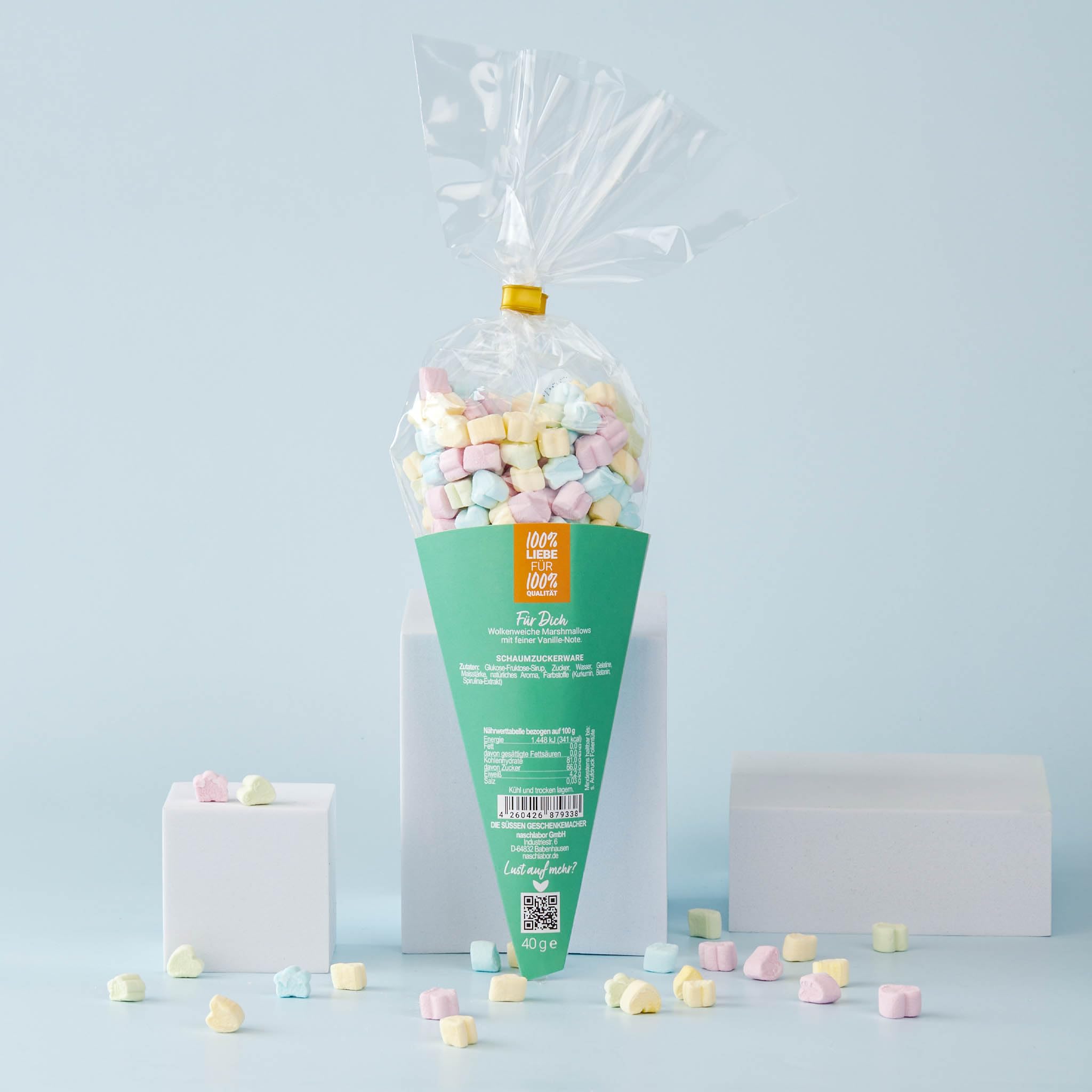 Schultüte - Hurra Schule 40g Marshmallows | Zum Verschenken | Kinder Geschenk | Einschulung | Schulstart | Perfekt für die Schultüte | Leckere Nascherei zum Schulanfang