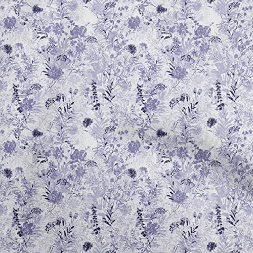 oneOone Cotton Poplin Medium Purple Fabric Floral Sewing Fabric By The Yard Printed DIY Clothing Sewing Supplie 56 Inch Wide-8960