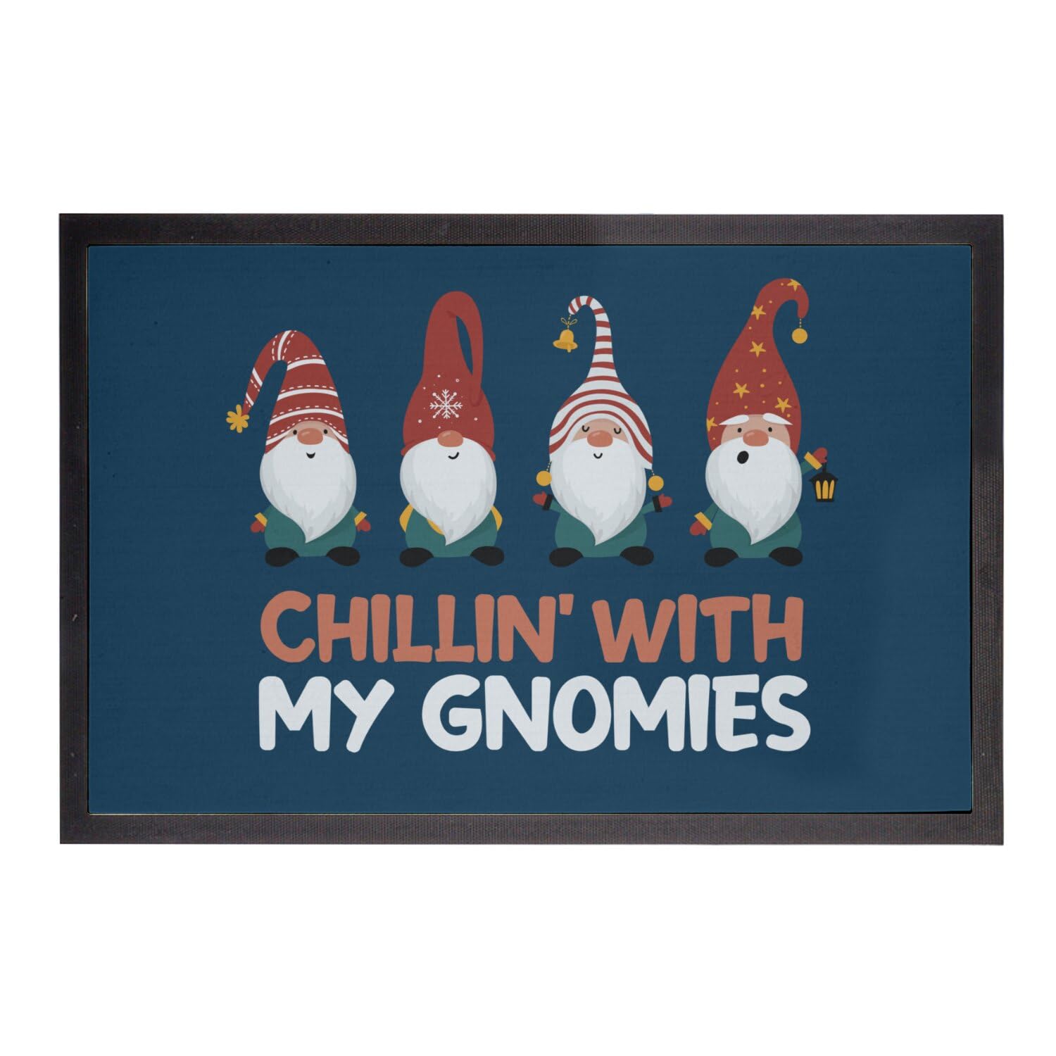 Tapis de porte hiver Chillin with My Gnomies bleu paillasson de Noël 75x50 cm