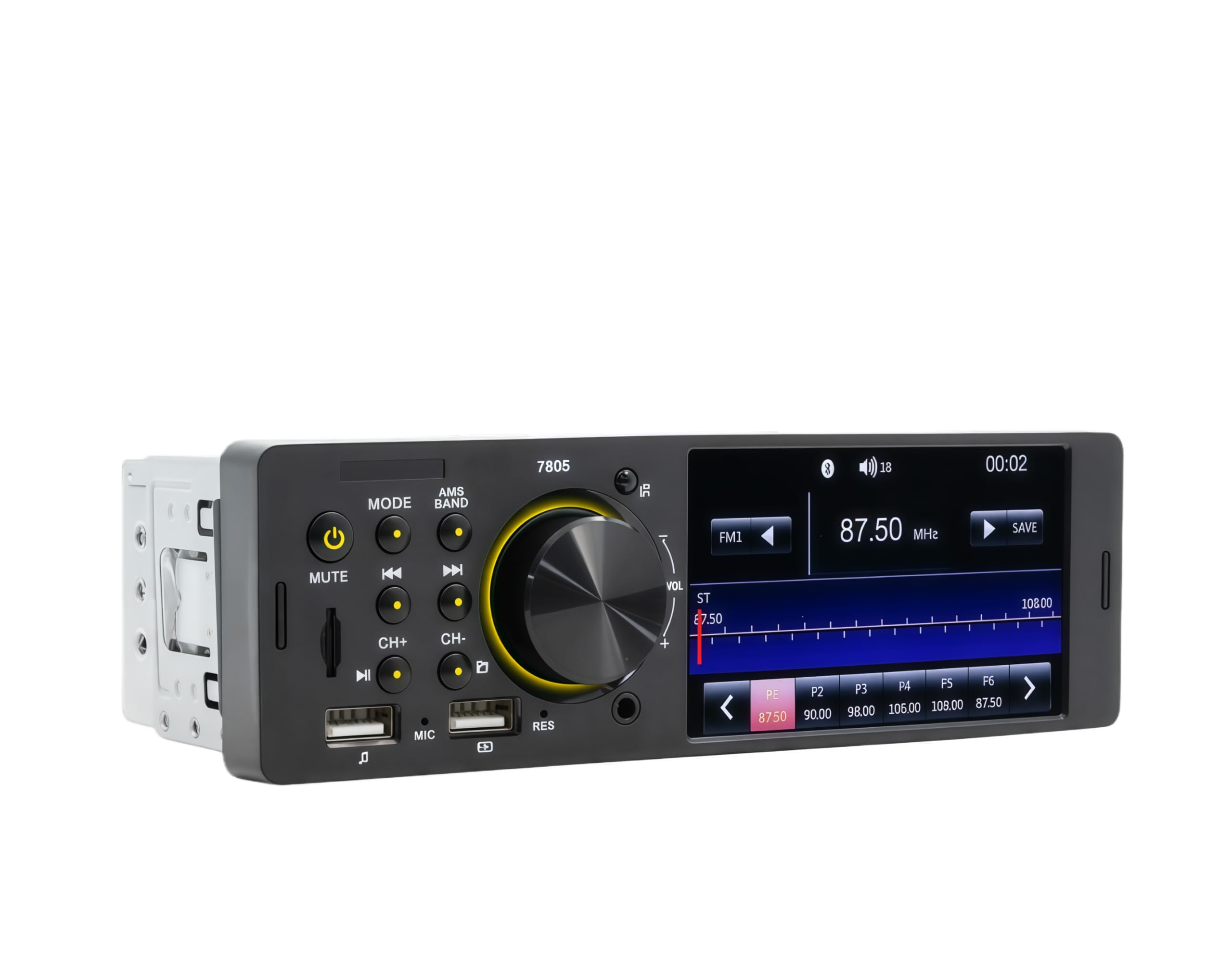 Tosuny Samochodowe Stereo o Pojedynczym Formacie DIN z Bezprzewodowym łączem do Smartfona i Systemem Android Auto, 4-calowy Ekran IPS, Wbudowana Kamera Cofania 1080P, Pilot na