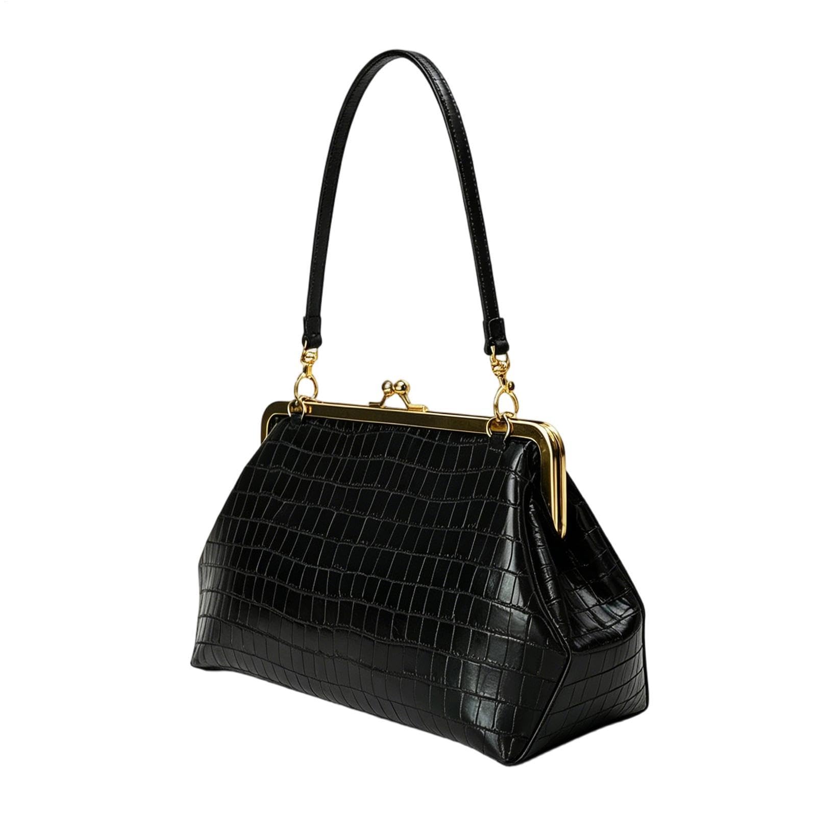 Bolso espacioso Kiss-Lock | Bolso de mano de piel sintética | Bolso de hombro | para mujer, adecuado para la escuela, trabajo, compras, viajes diarios, escapadas de fin de semana, viajes cortos y