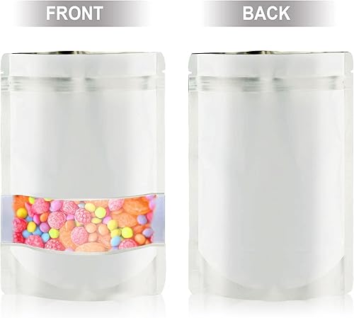 Miniatura 4 de 120 bolsas de Mylar de 6.3 x 9.5 pulgadas para almacenamiento de alimentos, bolsa a prueba de olores con ventana mate resellable para pequeñas