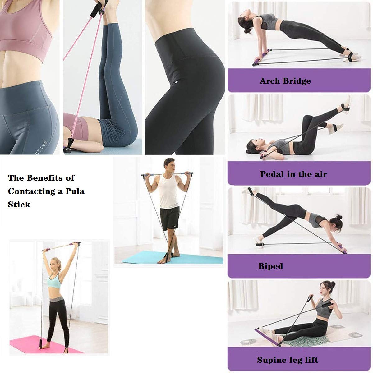 Barre De Yoga 152 Cm Réglable - Pour Étirements, Équilibre, Rééducation - Poignées Mousse - Portable - 13