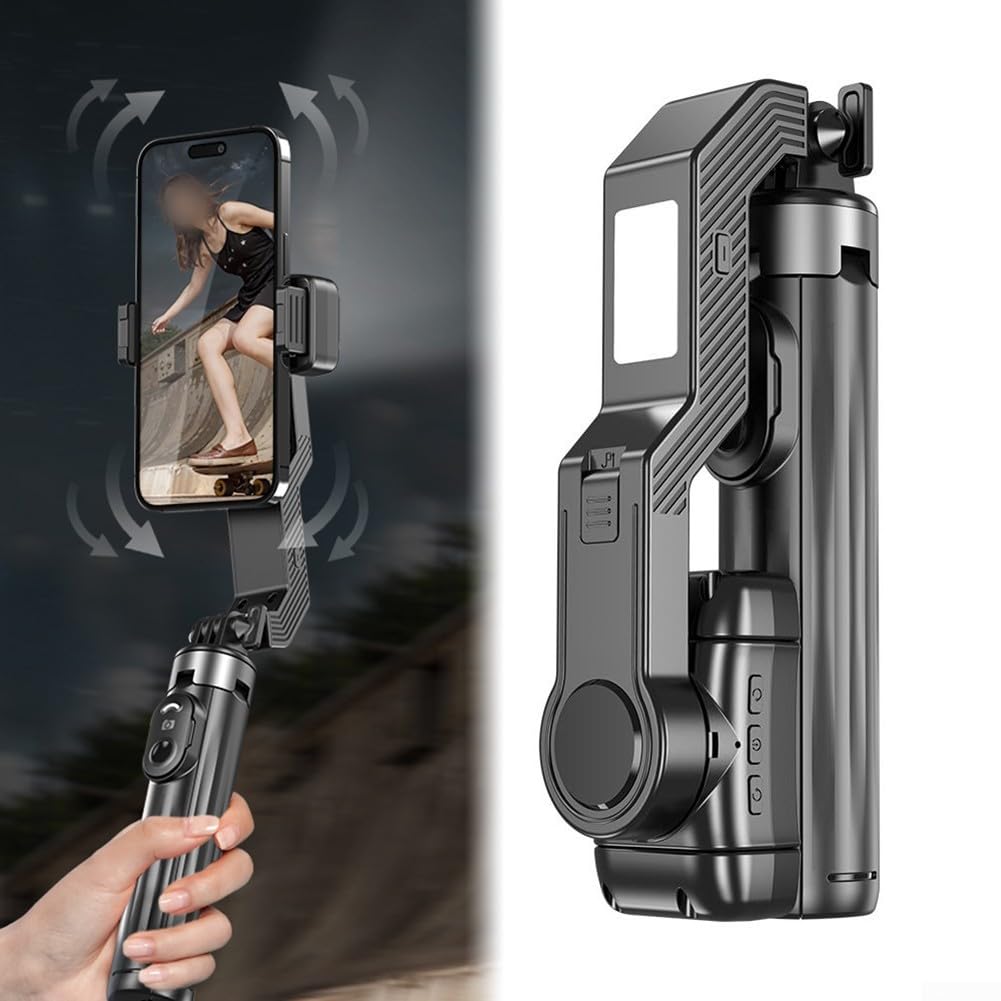 Stabilisateur de cardan pour smartphone - Trépied extensible à 360° avec lumière de remplissage pour selfie - Image intelligente VLOG Sho-oting
