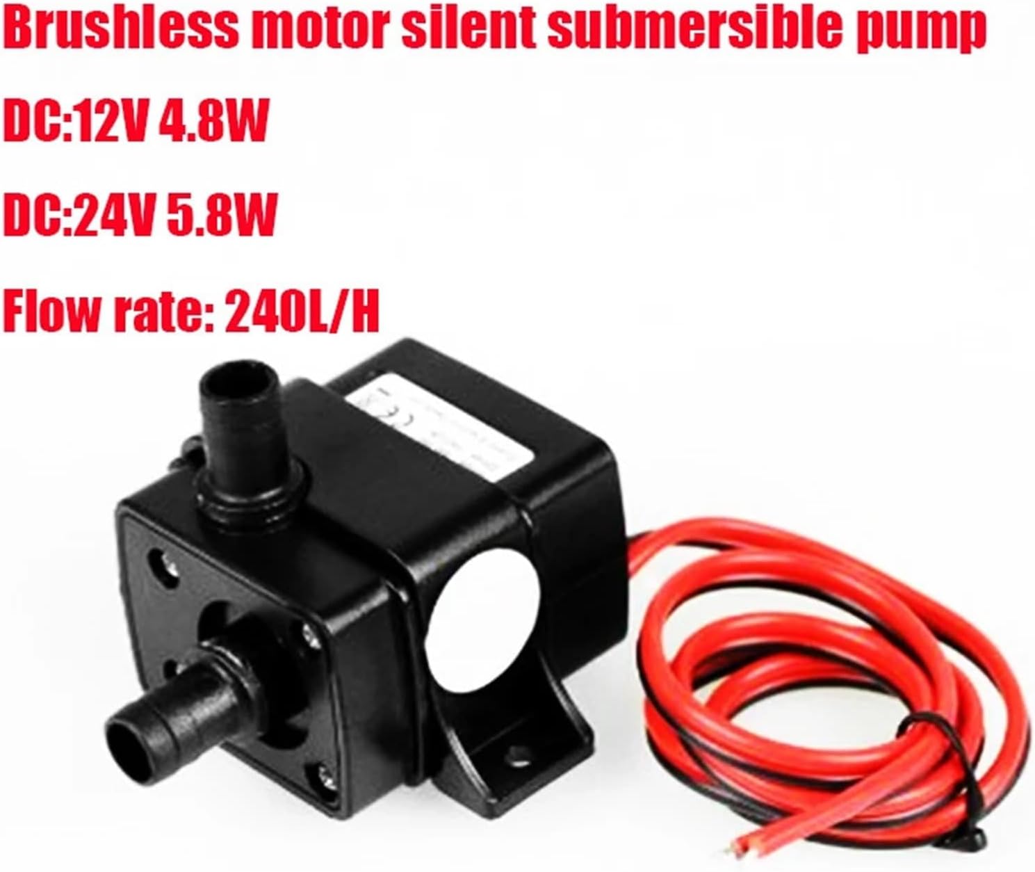 DC 12V 24V 4.8W 5.8W 240L/H Silent Fish Tank Pump Solar Brushless Motor Pool Circulating Submersible Pump Water Pump 1Pcs(12V 4.8W)