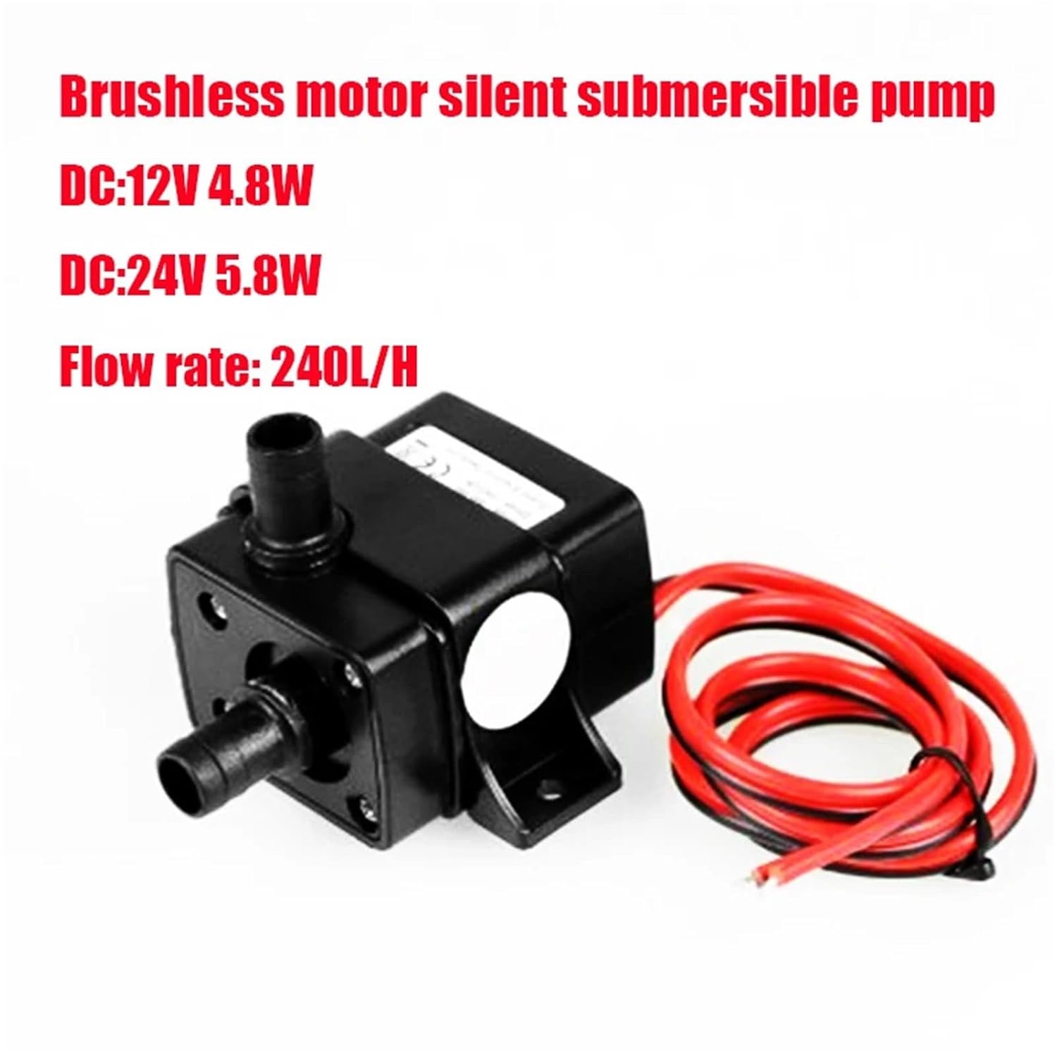 DC 12V 24V 4.8W 5.8W 240L/H Silent Fish Tank Pump Solar Brushless Motor Pool Circulating Submersible Pump Water Pump 1Pcs(12V 4.8W)