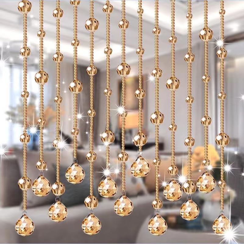 Rideau De Perles De Cristal Rideau de Perles de Cristal, Rideau de séparation de Salon, Rideau décoratif de Chambre à Coucher, Accessoires de décoration de Chambre(7,10 Pieces 1.2m)