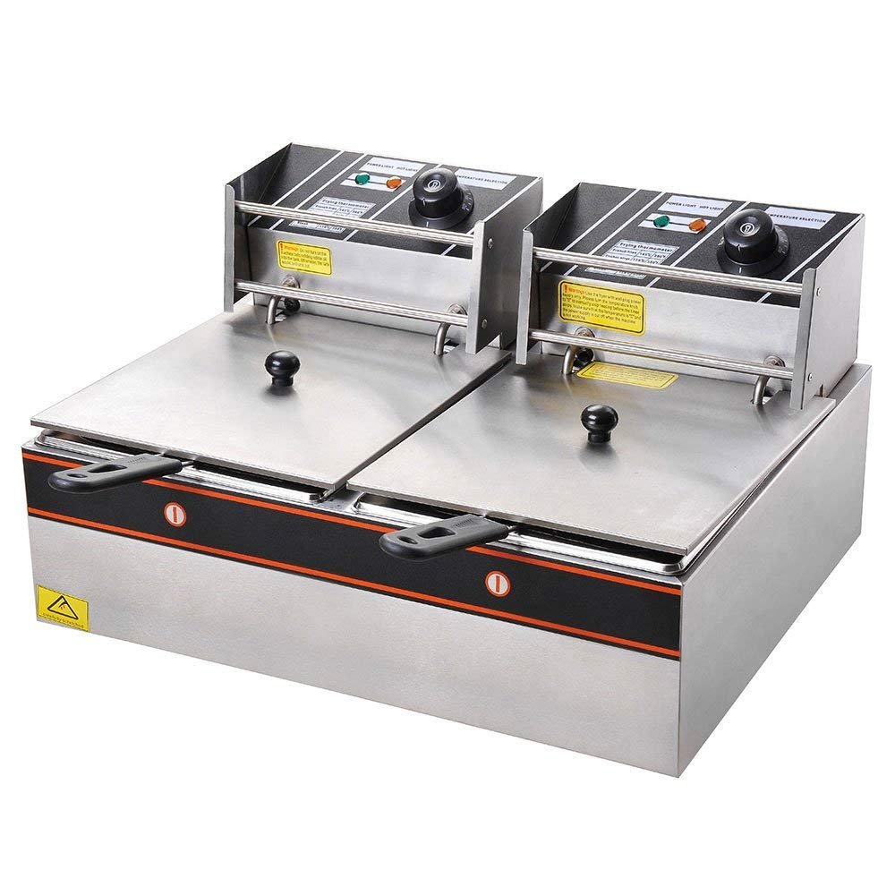 GHP Home/Business Heavy Duty Stainless Steel Dual Tank 12L 5000Watt Deep Fryer