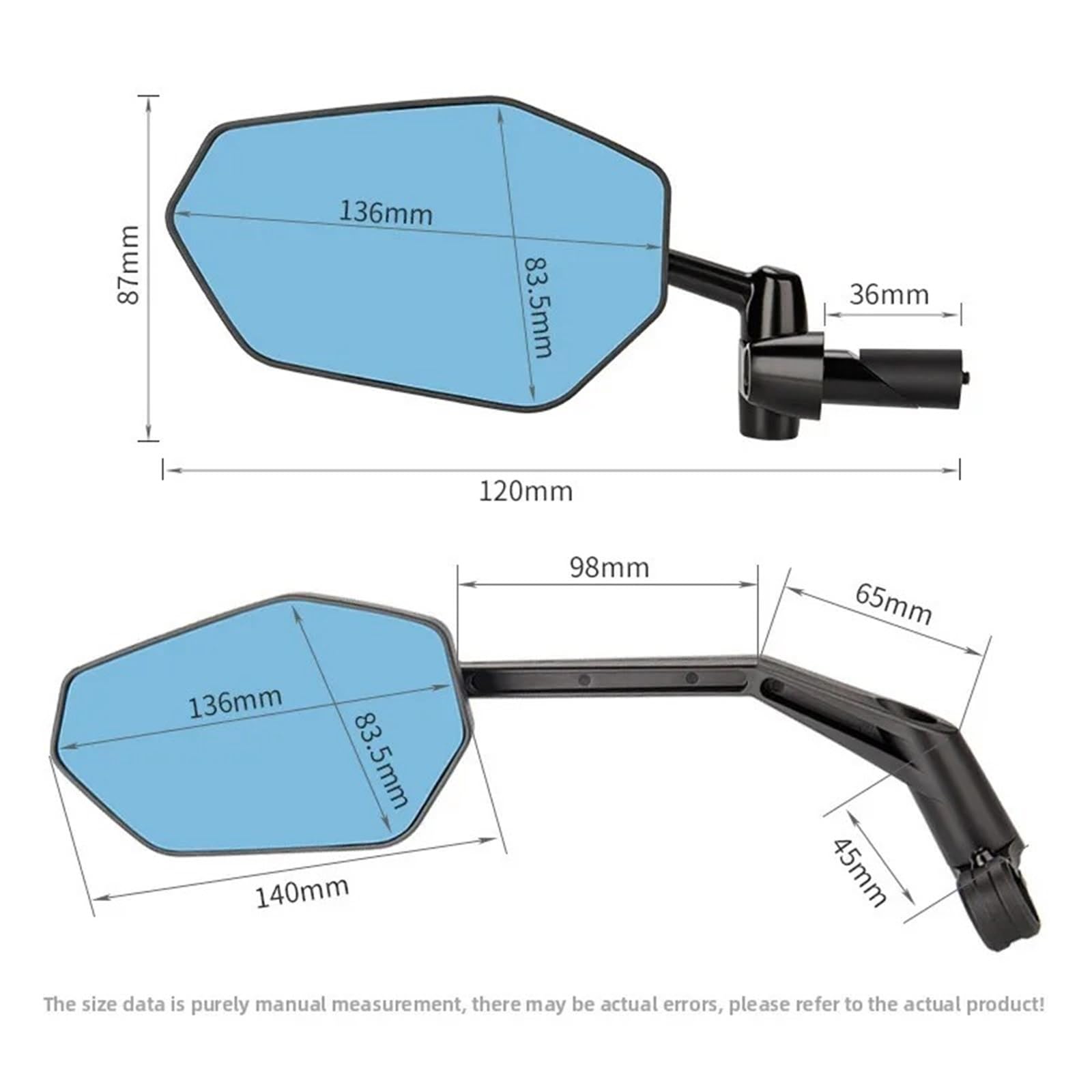 Specchietto Retrovisore Specchietto Retrovisore Girevole Regolabile A 360° Per Strada Per Bici Per Elettrico Per Scooter Per Accessori Di Sicurezza Retrovisori Trasparenti(Handlebar-Left)