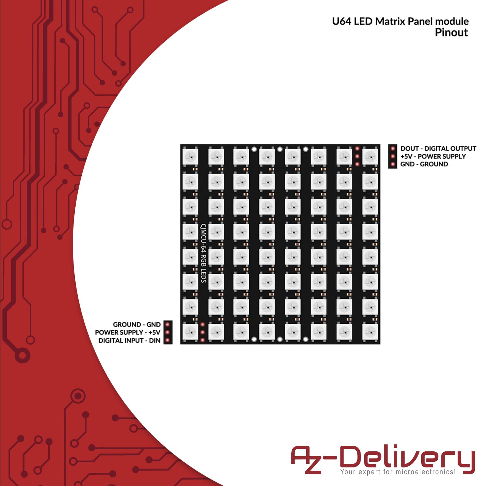 AZDelivery 5 x Pannello A Matrice Di LED U 64 CJMCU- Modulo 8 * 8 compatibile con Arduino e Raspberry Pi incluso un E-Book!