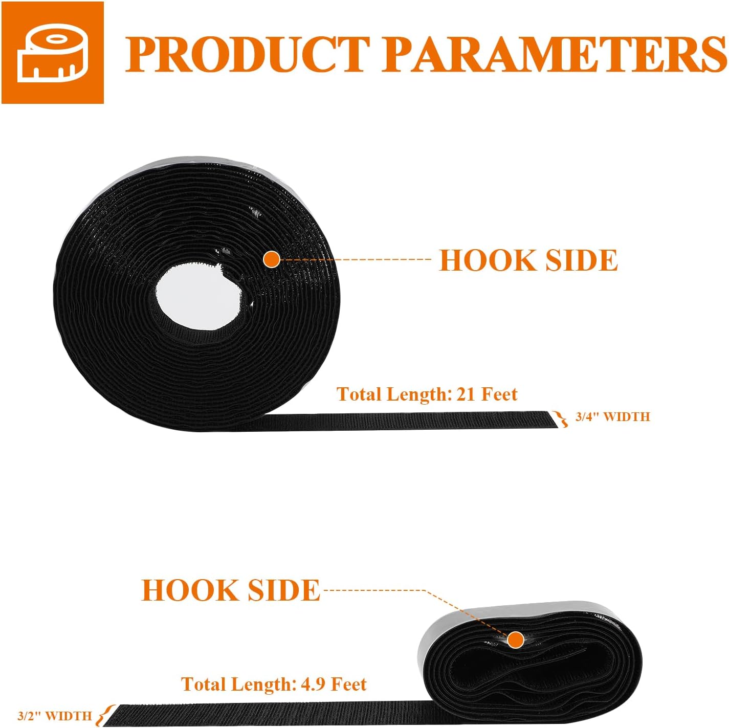 MAGZO Hook&Loop Strips for Magnetic Thermal Insulated Door Curtain Self-Adhesive, 2 Rolls Screen Door Fastener with 10PCS Longer Pushpins (1.5 Inch x 4.9 Feet/ 0.7 Inch x 21 Feet)