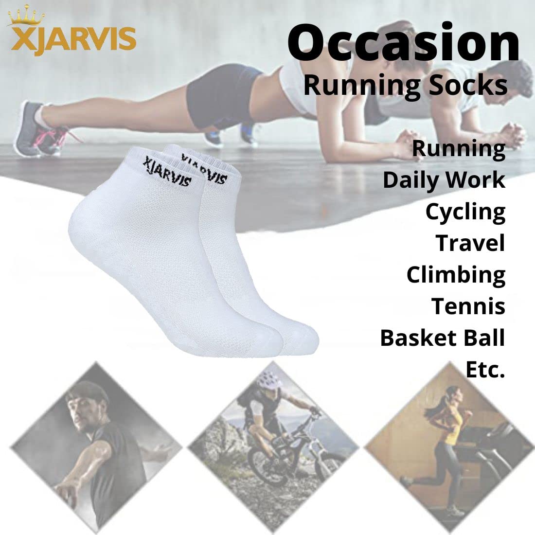 XJARVIS Ankle Length Socks for Men and Women 5 Pair White Unisex Cotton Socks | Breathable, Soft & Comfortable Regular Length Odour Free - Free Size 1