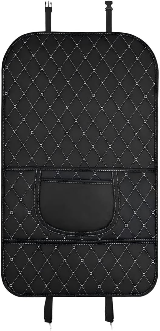 Kick Mats Car Back Seat Protector, Waterproof Seat Back with 2 Storage Pockets, Child Feet Cover Guards Upholstery from Dirt Scratches Stains, Universal Back Seat Organizer for Most Vehicles