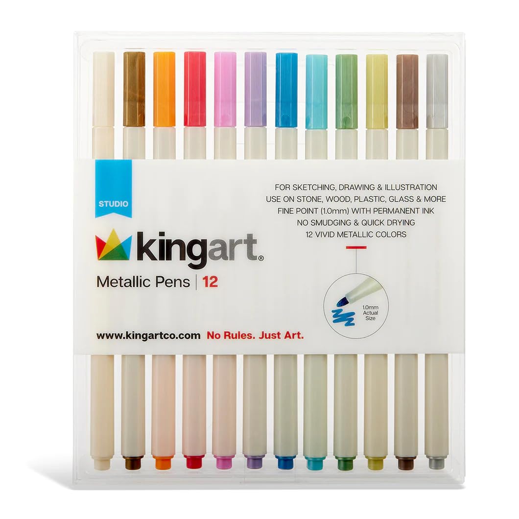 12Pcs Metallic Marker Pens, Creatiee Gold & Silver Metallic