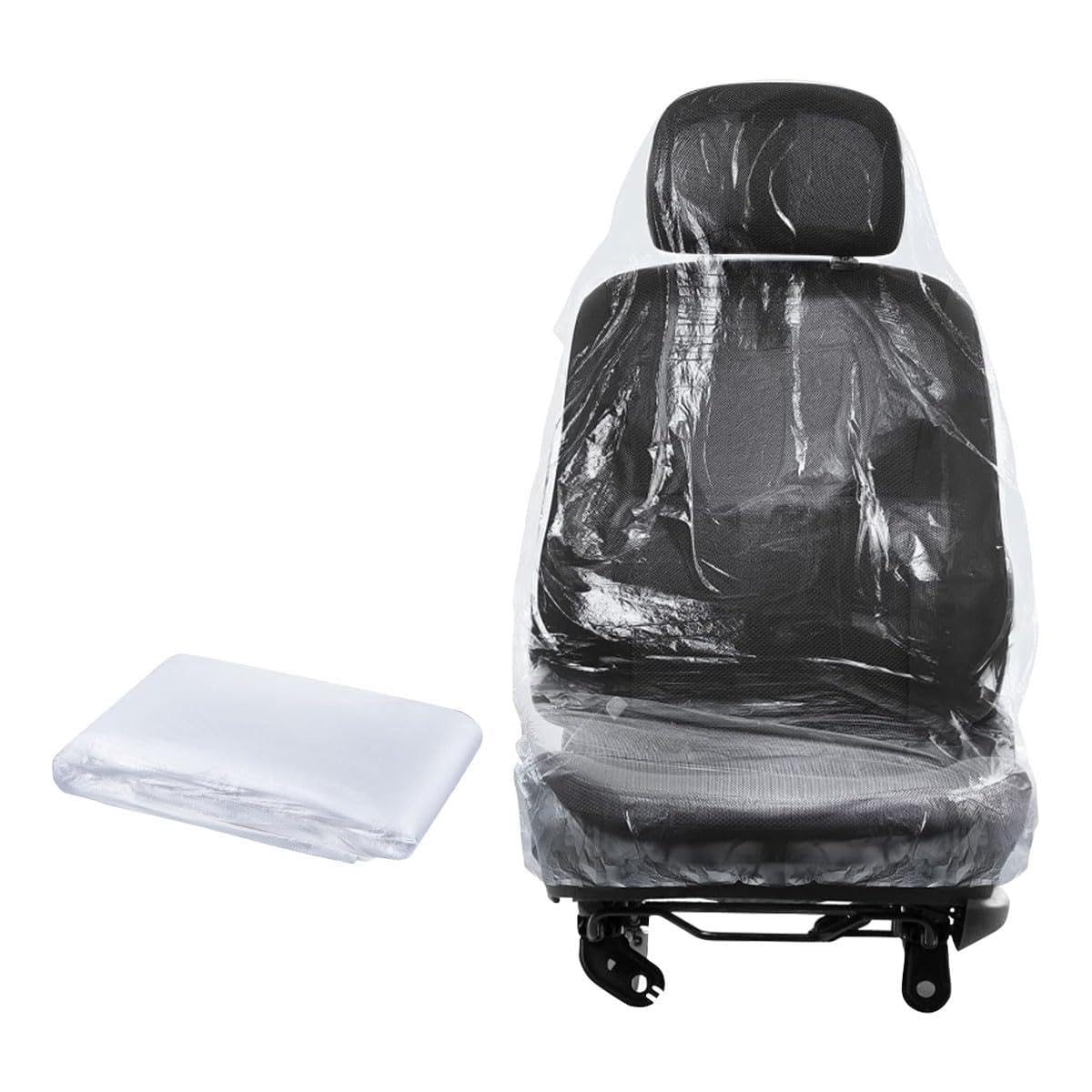 100PCS Disposable Car Seat Covers, Universal Plastic Auto Seat Covers Clear Vehicle Seat Protectors, Car Chair Covers for Bus Seats, Airplane Seats, Salon Chairs, Restaurant Seats