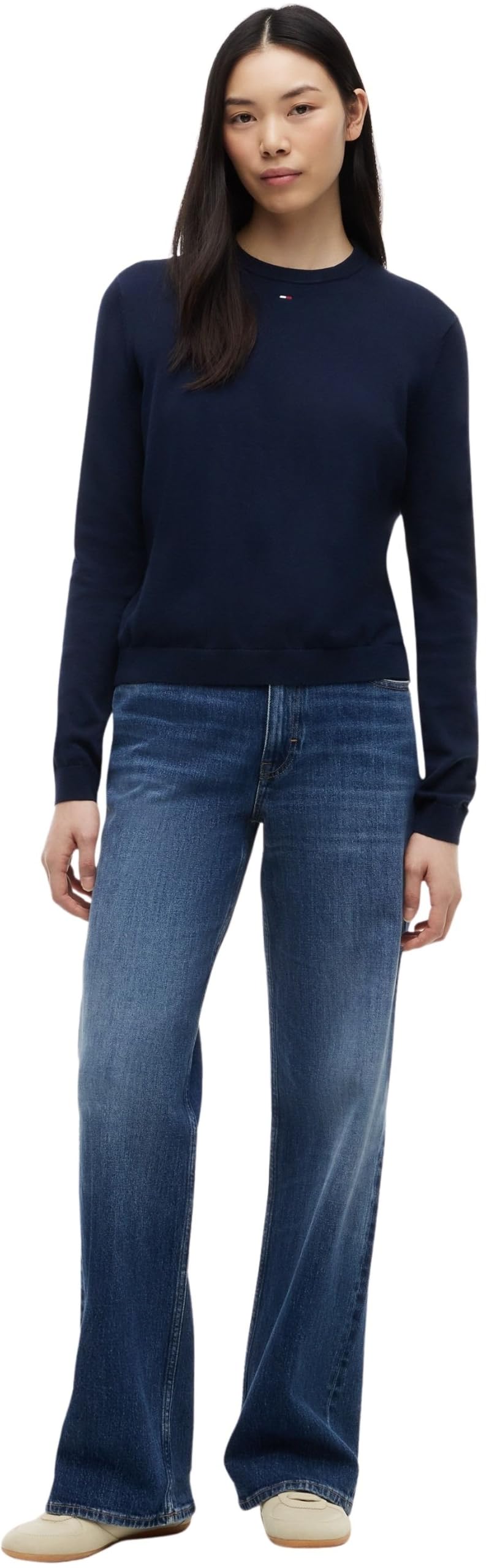 Tommy Jeans Damen Pullover Essential Crew aus Baumwolle, Blau (Dark Night Navy), 1XL